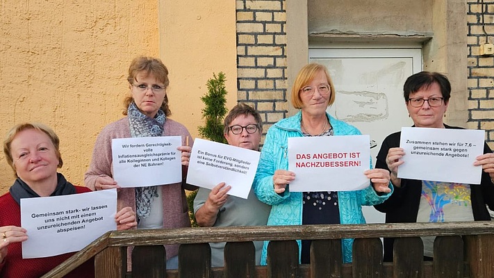 Ortsfrauenleitung Halle: Solidarität mit NE-Bahnen in der Tarifrunde